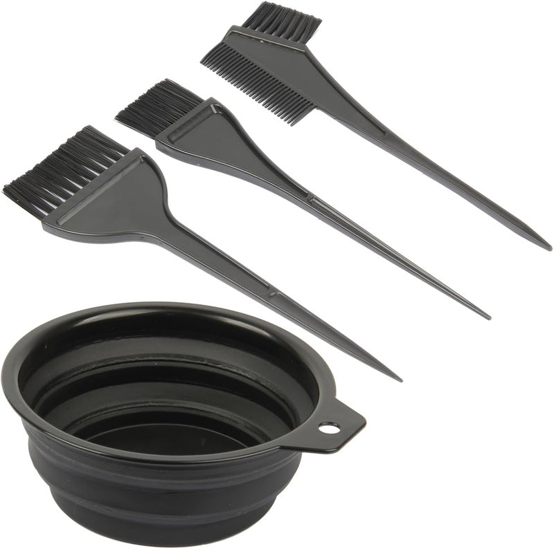 JFFX 4 Pcs Hair Dye Color Brush and Bowl Set, Includes Mixing Bowl, Tint Comb and Brushes, Professional Salon Highlighting Tools for Hair Dyeing - Image 1